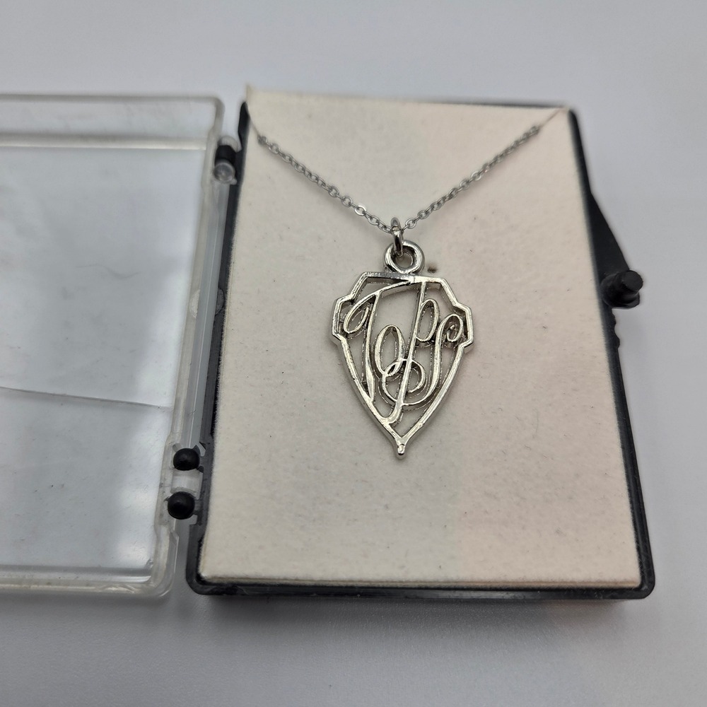 Warner Bros Studio Store Necklace WB Shield Logo Pendant Silver Tone Vintage Y2K